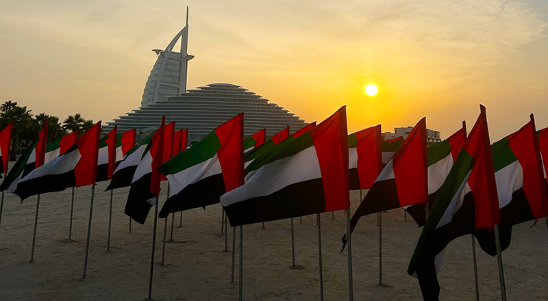 Посетите спектакль под флагом ОАЭ на общественном пляже Дубая.