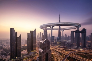 Гигантское кольцеобразное сооружение будет окружать небоскреб Бурдж-Халифа в Дубае
